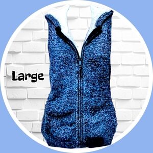 Longer Heavy Weight Sweater Sherpa Lined Hooded Vest with Pockets